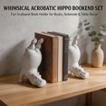 thumbnail image 2 of Hippo Bookends, Heavy Resin Animal Book Holders, Creative Yoga Hippo Statue — Resin Handstand Animal Figurine for Bookshelves, Desks, Offices, and Home Decor, 2 of 6