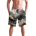 thumbnail image 4 of Dailycode Men's Quick Dry Swim Trunks Beach Shorts Casual Summer Board Shorts with Pockets, Gold Black White Marble, 4 of 8