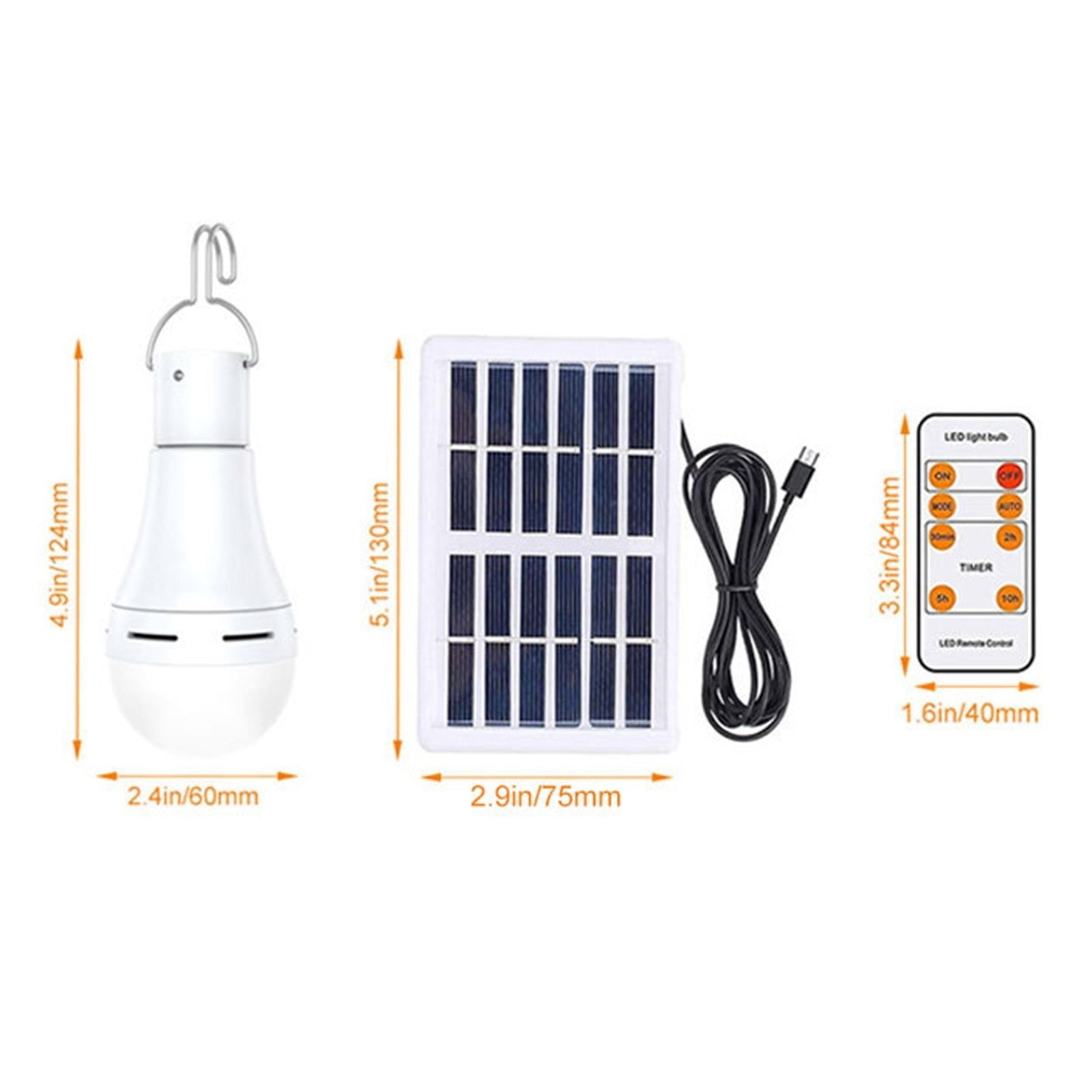 Hxlamzoo 7W Solar Light Bulb 1800mAh Portable Solar Emergency Bulb Waterproof 3 Lighting Modes USB Rechargeable Solar Power Bulb for Power Outage Failure,Camping,Hiking,Outdoor