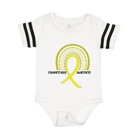 

Inktastic Endometriosis Awareness Yellow Ribbon Rainbow Gift Baby Boy or Baby Girl Bodysuit