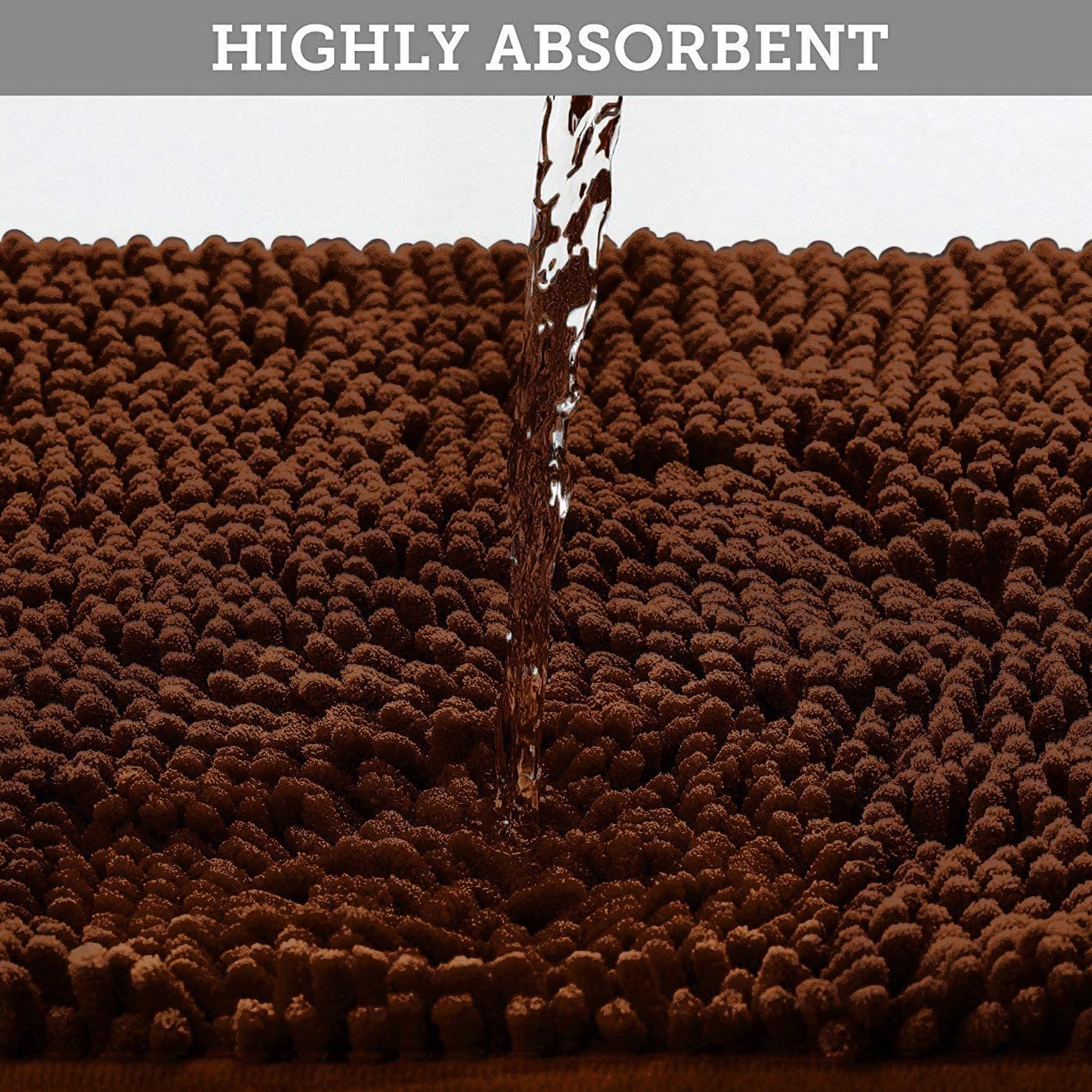 Bathroom Rugs Bath Mat Thick Soft Absorbent Chenille Bath Mats for Bathroom, Microfiber Dries Quickly, Shaggy Washable Rug, Plush Durable Rug, Bathtub and Shower Floor, 35" x 24", Coffee