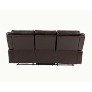 Poundex Furniture Gel Leatherette Sofa Recliner in Dark Brown