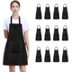 thumbnail image 1 of Paquete de 12 delantales lisos a granel, delantal comercial negro con 2 bolsillos, delantal unisex para adultos que pintan barbacoa, 1 of 5