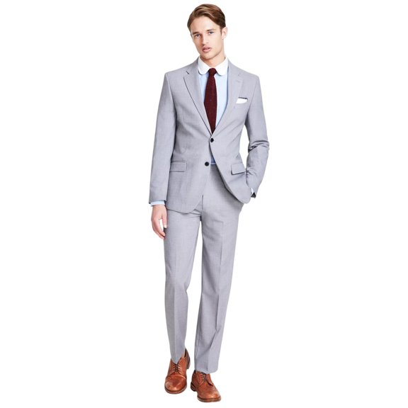 Nautica Mens Modern fit 2 Piece Suit 38 R / 32 Waist Light Grey Solid Stretch