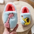 thumbnail image 5 of Hessimy Boys Girls Cozy House Slippers Warm Plush Winter Cotton Slipper Kids Cute Dinosaur Indoor Shoes Non-Slip Toddler Slippers Kids Slippers Cow Slippers House Slippers (Light Blue,10), 5 of 5