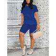 thumbnail image 3 of Two Piece Set For Women Summer Sweatsuits Short Workout Jogger Sets Matching Tracksuit Blue 2XL, 3 of 6
