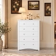 thumbnail image 4 of Homall 5 Drawer Chest for Bedroom, Modern Tall Dresser with Smooth-Gliding Drawers, White, 4 of 7
