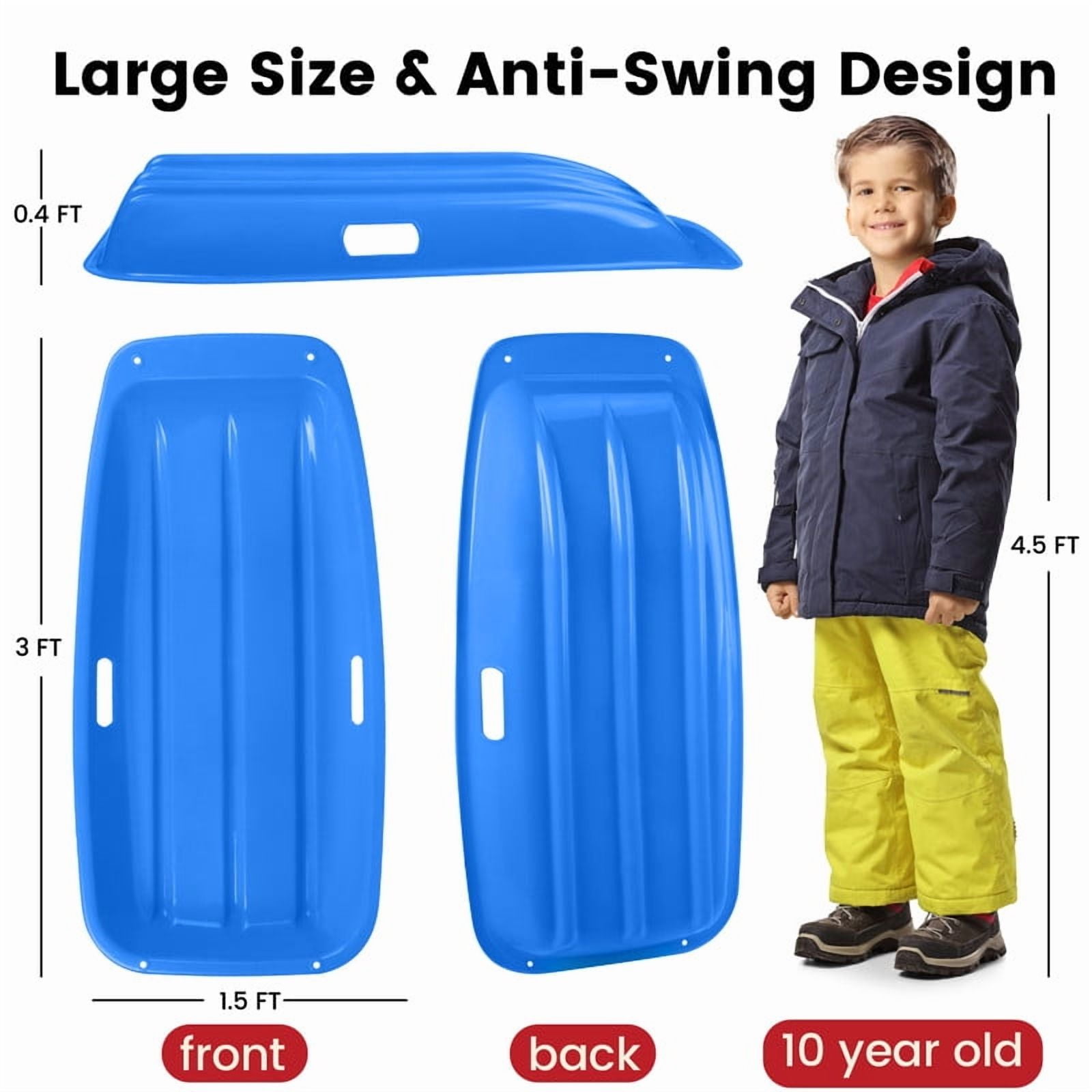 Gamexcel 36-Inch Durable Downhill Sprinter Toboggan Snow Sled for Kids, Boys, Girls, and Adults, Featuring Built-in Handles and Pulling Rope - Blue
