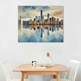 thumbnail image 2 of JEUXUS New York City Canvas Wall Art Navy Blue Pictures Abstract Paining City Reflection in Water Canvas Painting Modern City Skyline Canvas Prints Artwork for Living Room Bedroom Office Wall Decor, 2 of 4