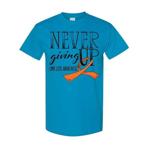 Inktastic Never Giving Up Limb Loss Awareness Orange Ribbon T-Shirt