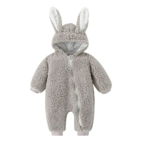 

GYRATEDREAM 0-12M Baby Girls Boys Romper Hooded Unisex Fleece Jumpsuit Newborn Onesie Outwear Outfits for Winter