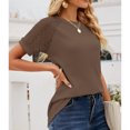 thumbnail image 3 of Blusa de encaje de manga corta con cuello redondo, blusa de verano con encaje de crochet, blusa de verano con cuello redondo y manga corta, camiseta de encaje de manga corta ultra sensible, 3 of 6