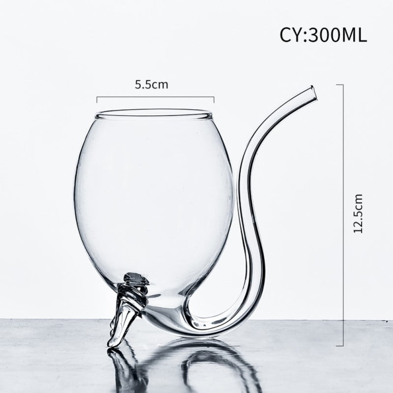 Wine Glass With Straw - Vampire-Goblet, Clear, Enhance Taste, Wine Aerator,  Built In Tube Straw Special Cup Best Gift 300ml 