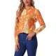 thumbnail image 4 of Camisa de mujer de botones INSPIRE CHIC con estampado floral, de manga larga, cuello puntiagudo, top de oficina, color naranja y amarillo, 4 of 6