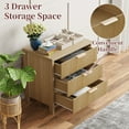 thumbnail image 5 of Fluted Nightstand with 3 Drawers, Mid-Century Modern Bedside Table, 23.7'' Wide Wood End Table for Bedroom, Oak Finish, 5 of 10