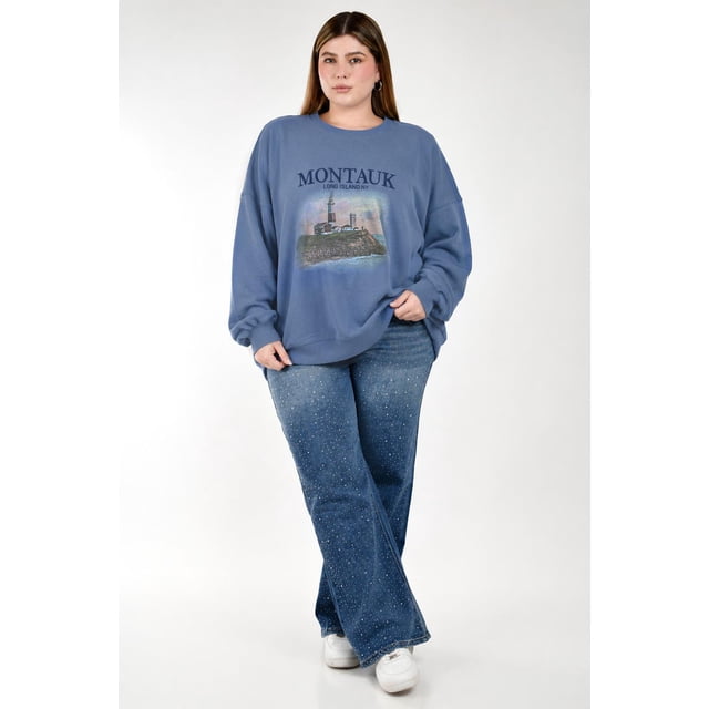 Sudadera Oversize Montauk Roman Fashion /Tallas Extras, 3846 (Azul petroleo) azul petroleo 36