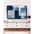thumbnail image 3 of Outdoor TV Cover 70 to 75 Inch Weatherproof, Abstract Blue Checkered Waterproof TV Screen Protector for Outside Decor with Zipper and Pocket 68"L x 42"H , Modern Watercolor Art, 3 of 7