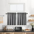 thumbnail image 7 of Buffalo Plaid Gingham Half Window Cafe Tier Curtains, Farmhouse Check Tiers Curtain for Kitchen Bathroom Living Room Window, 28" x 36", Black/White, Set of 2, 7 of 7