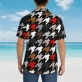 thumbnail image 4 of Kll Men'S Hawaiian Shirt Short Sleeve Button Down Beach Shirts-Houndstooth Green Red, 4 of 7