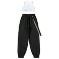 thumbnail image 4 of Fldy Kids Girls 2 Piece Street Dance Costume Jazz Hip Hop Performance Clothes Training Dancewear White 12, 4 of 7