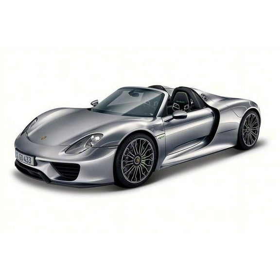 Porsche 918 Spyder Hard Top, Metallic Gray - Bburago 28076GY - 1/24 Scale Diecast Model Toy Car
