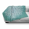 thumbnail image 3 of Blue Soft Flannel Fleece Throw Blanket, Snowflake Like Eastern Floral Leaves Mandala Image Winter Themed Art Print, Cozy Plush for Indoor and Outdoor Use, 60" x 80", Sky Blue and White, by Ambesonne, 3 of 6