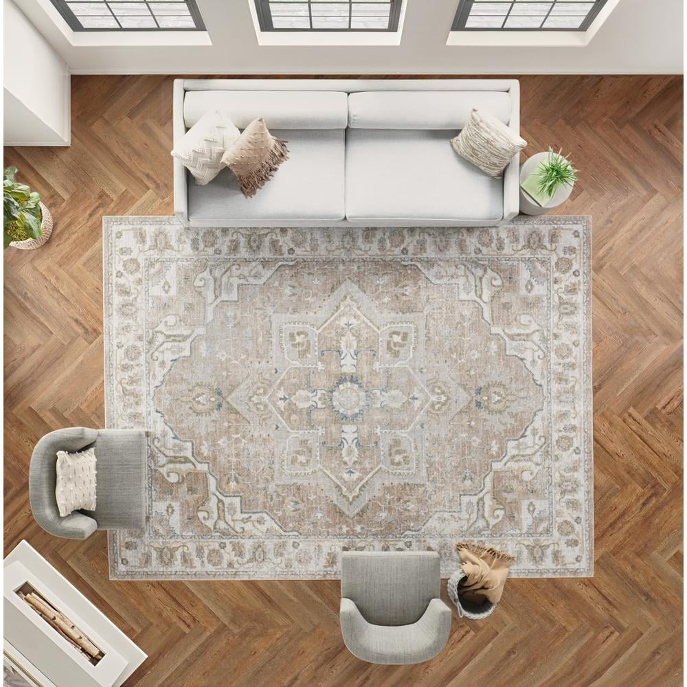 Nourison Astra Machine Washable Persian Beige 7'10" x 10' Area Rug (8x10)
