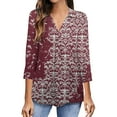 thumbnail image 2 of Samickarr 3/4 Length Sleeve Shirts Womens Tops Collared V Neck Casual Plus Size Tunic Tops To Wear With Leggings Loose Shirt Work Business Blouses For Women, 2 of 6