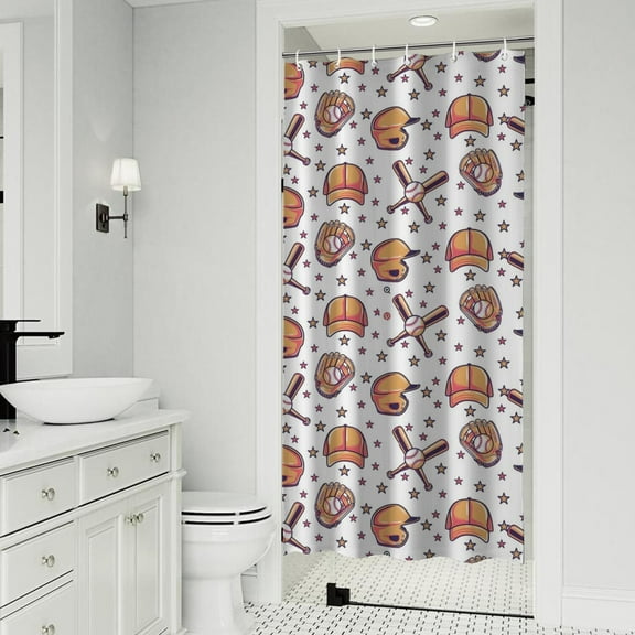Baseball Hats Pattern Shower Curtain 36"x72" ,Bathroom Decorative Shower Curtains Set with 12 Hooks,Modern Waterproof Washable Shower Curtain