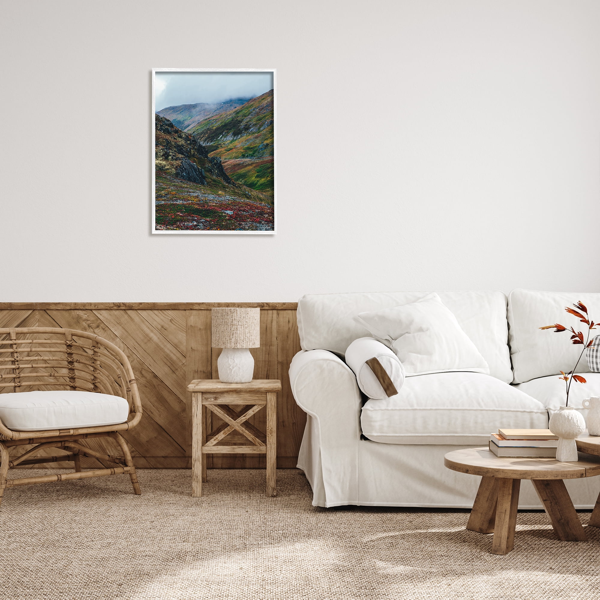 Stupell Industries Mountain Peaks Scenery Landscape Photography White Framed Art Print Wall Art, 24 x 30