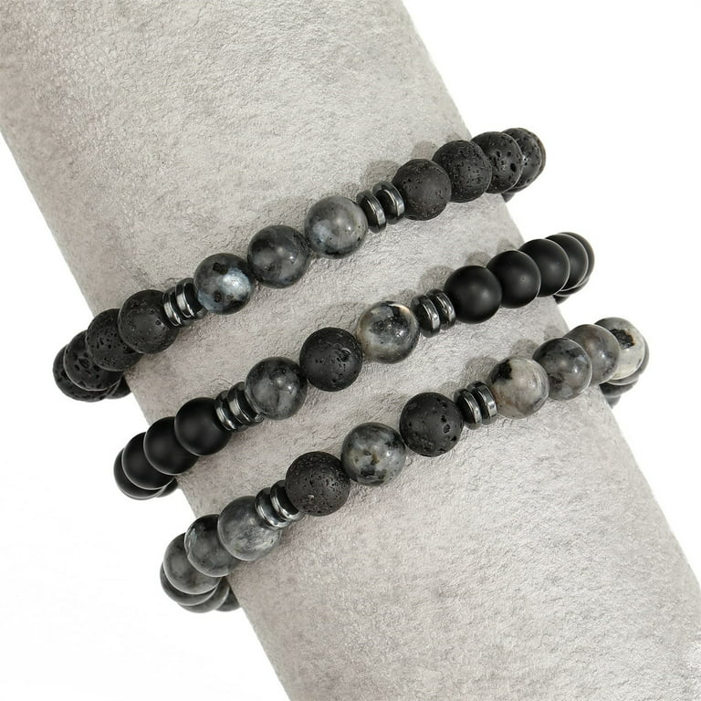 TINGN Mens Beaded Bracelets Matte Lava Rock Volcanic Stone Beads for Women  Stretch Bracelet 