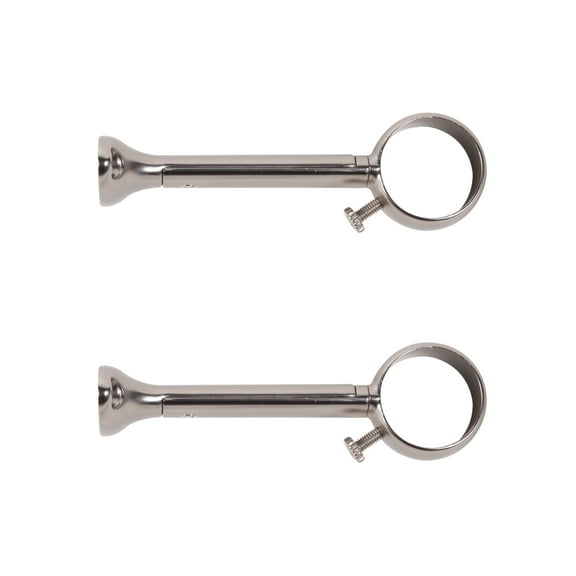 Kenney 1" Diameter Wall or Ceiling Mount Euro Bracket for Curtain Rods, Set of 2, Satin Nickel