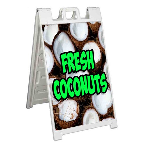 Fresh Coconuts (24" X 36") Standard A-Frame Signicade, Includes Decal Applied To Stand