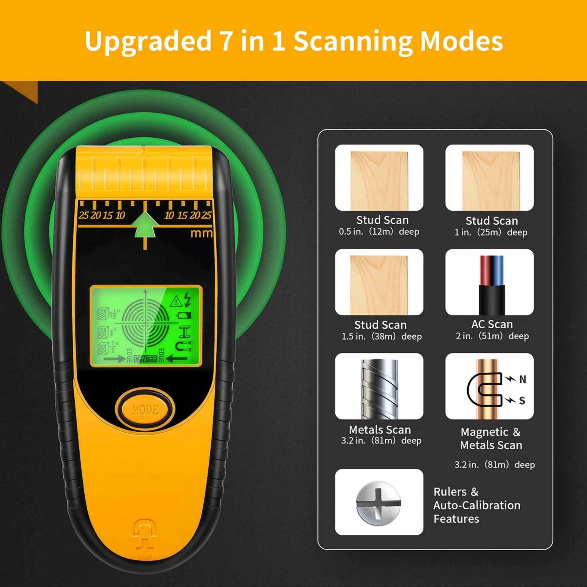 CIRCLE- 7 In 1 Electronic Wall Scanner Stud Finder With Battery And Hd Lcd Display