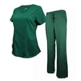 thumbnail image 2 of ACTIVE UNIFORMS Stretch Women's Ultra Soft Modern Fit Mock Wrap Scrub Set (Hunter Green, Large), 2 of 7
