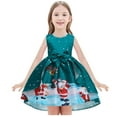 thumbnail image 2 of Girls Dress Christmas Gift Christmas Girl Dress Sleeveless Princess Party Dress for Girls Formal Prom Dress with Santa Claus Print Bowknot for 2-8 Years Save Big, 2 of 8