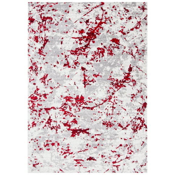 SAFAVIEH Skyler Joisse Distressed Area Rug, Grey/Red, 9' x 12'