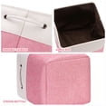 thumbnail image 5 of Sea Team 3-Pack Cubic Storage Basket Set, Storage Cube Organizer, Clothes Toys Bin, 11 x 11 x 11 Inches, Big Square Canvas Fabric Collapsible Shelf Box with Handles, Pink & White, 5 of 7