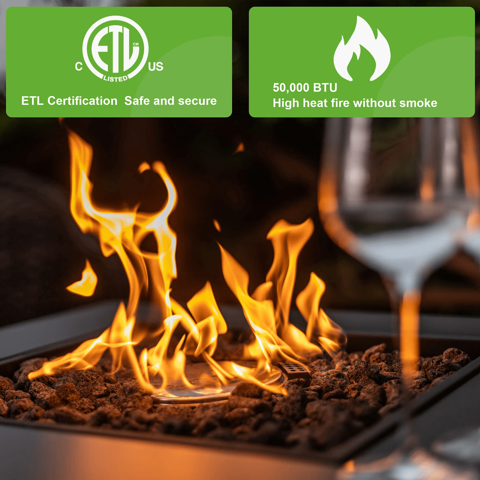 Aimee Lii 28" Propane Fire Pits Table, 50000 BTU Gas Square Outdoor Dinning Firepit Fireplace Dinning Tables with Lid, Lava Stone for Outside Garden Backyard Deck Patio