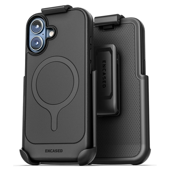 Encased Thin Armor for iPhone 17 Case with Belt Clip (Compatible with MagSafe) Slim Flexible TPU Cover with Rotating Holster (Matte Black)
