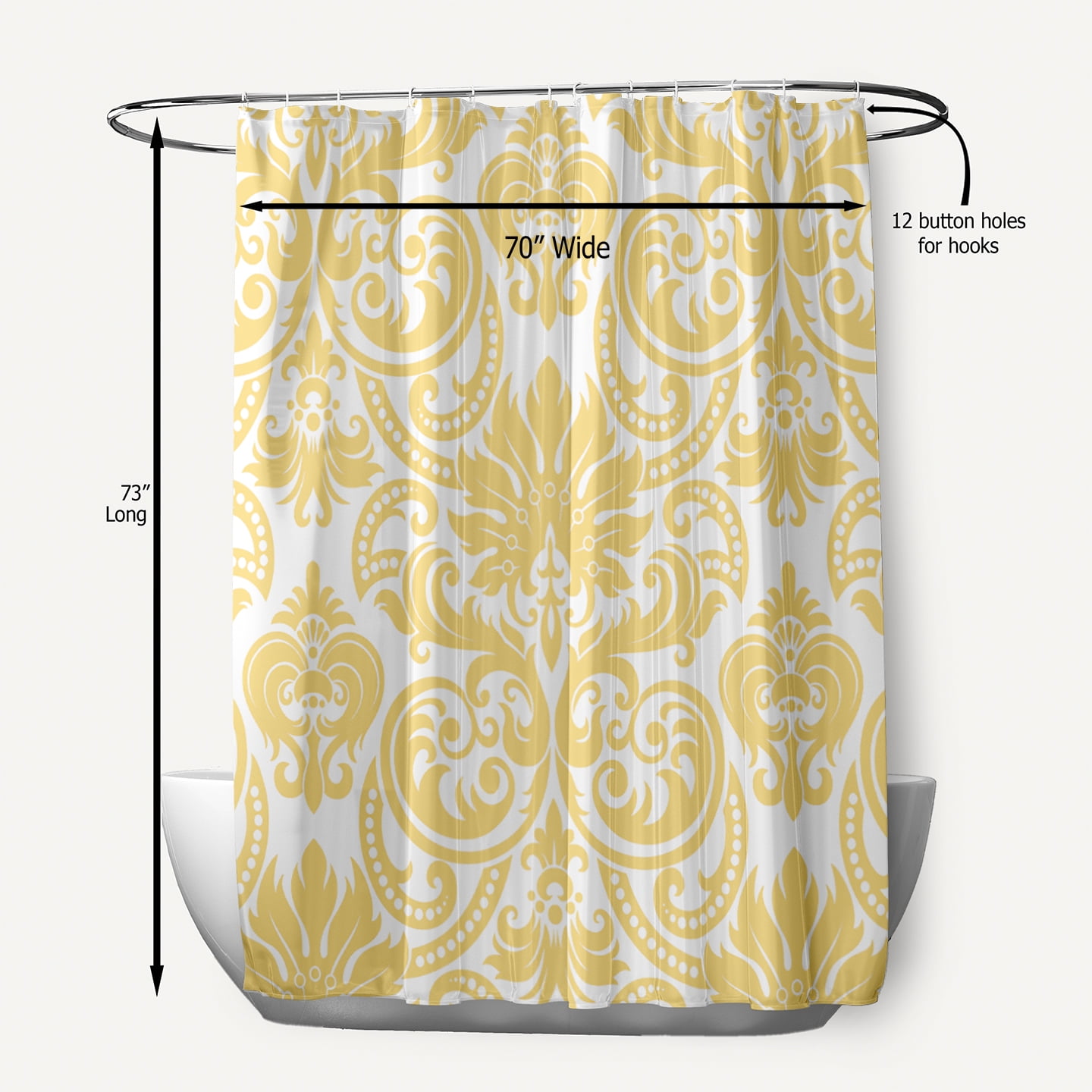 Simply Daisy 70" W x 73" L Alexys Polyester Shower Curtain, Yellow [1 Ct]