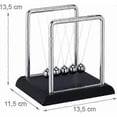 thumbnail image 4 of Newton's Pendulum, Classic Shot Put Pendulum, 5 Balls, Physical Desk Office Decor, Ball Pendulum, Silver, 13.5 x 13.5 x 11.5 cm, 4 of 4