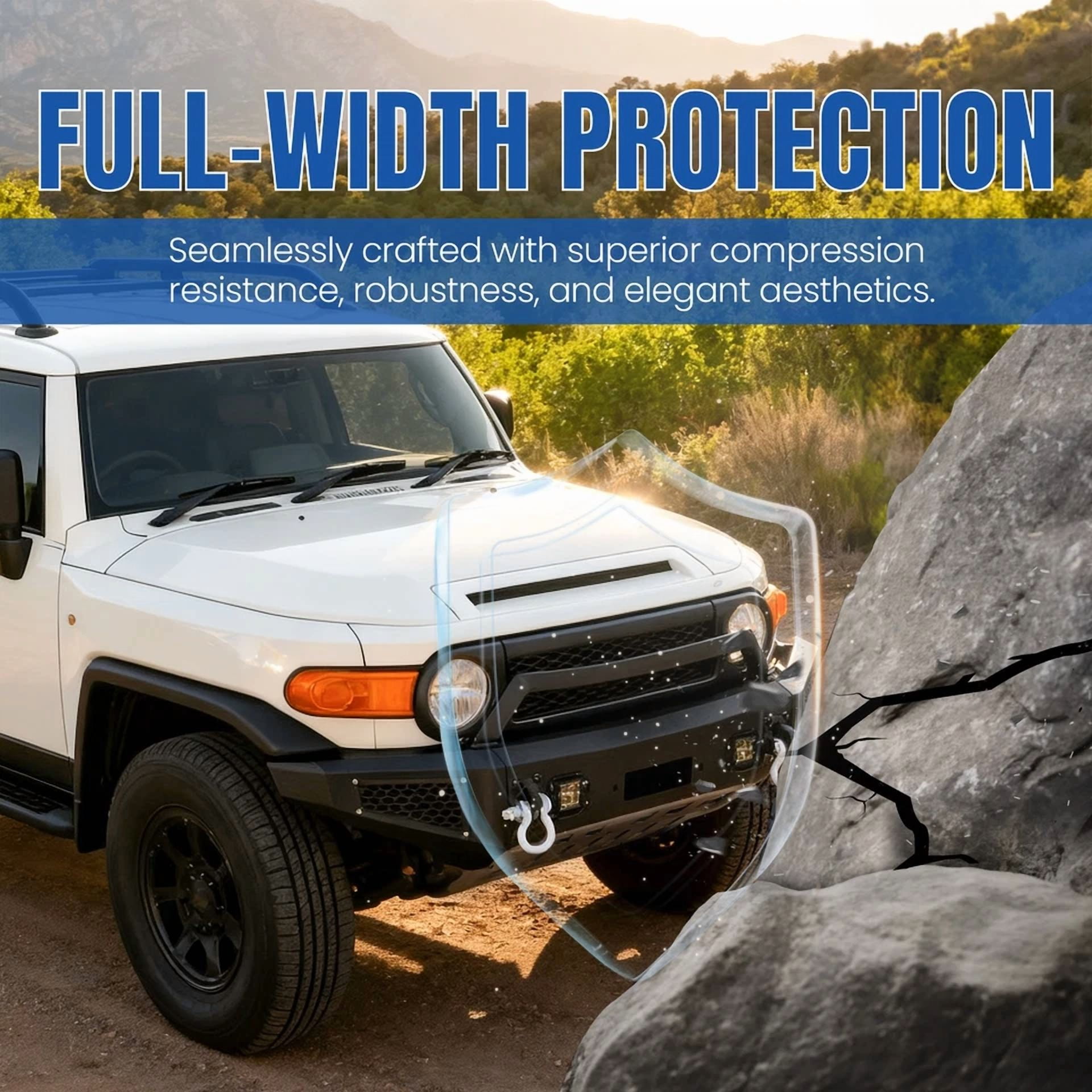 Kojem Front Bumper Assembly W/Winch Plate & LED Lights for 2007-2014 Toyota FJ Cruiser