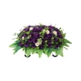 thumbnail image 2 of Roiihwy Memorial Day Decor Artificial Satin Saddle Flower, Tombstone Decoration, Cemetery Grave Memorial Flower, 23.6in Purple, 2 of 7
