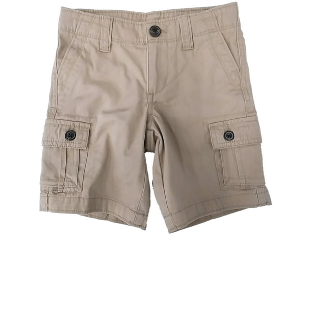Boys Tan Khaki Brown Adjustable Waist Pocketed Denim Cargo Shorts Pants