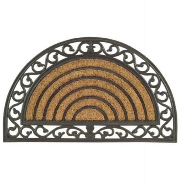 Half Round Rubber Back Coir Doormat  Scrolled Grill