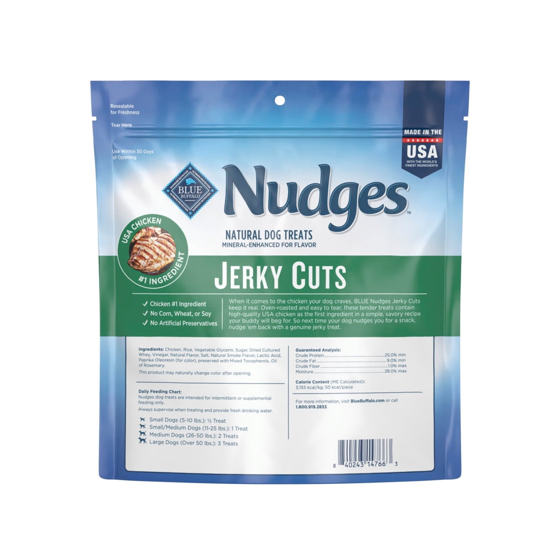(2 pack) Blue Buffalo Nudges Jerky Cuts Dog Treats, Chicken, 16-oz. Bag
