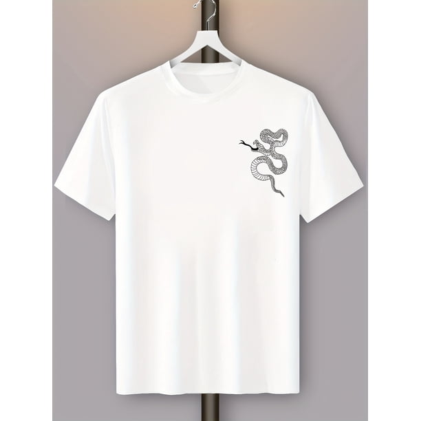 Men's T-shirt with snake pattern tee top, Men's Comfy T-shirt, Crew Neck, Short Sleeves, Graphic Tee Men's Summer Outdoor Clothes, Men's Clothing, Tops For Men, Casual Sporty Tee, Summer Gifts