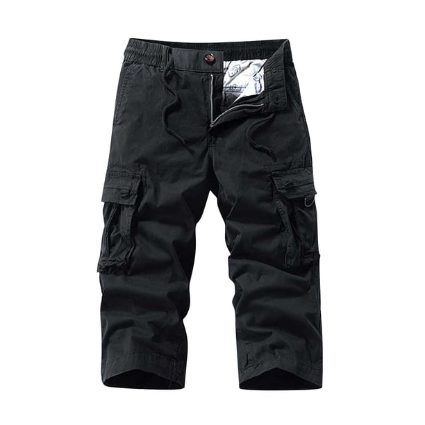 Multi Bolsillo Cargo Pantalones para Hombres Estiramiento Casual Cordón Clásico Pantalones Cortos de Verano con Bolsillos Múltiples, Pantalones Cortos de Cintura Elástica