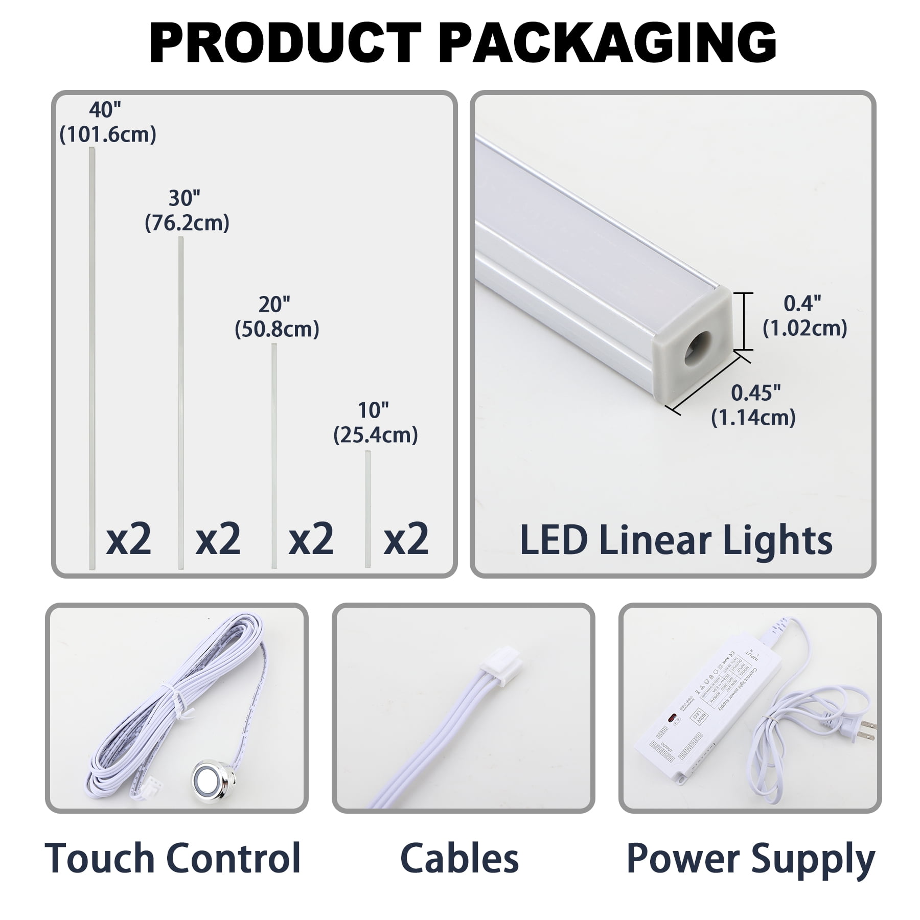Gaahing 8pcs Recessed Linear Lighting Fixtures 200"/5.08M, 3000K Warm White LED Strip Light Kit with Touch Control & Self-Adhesive – Easy Installation for Slat Wall Panels, Under Cabinet